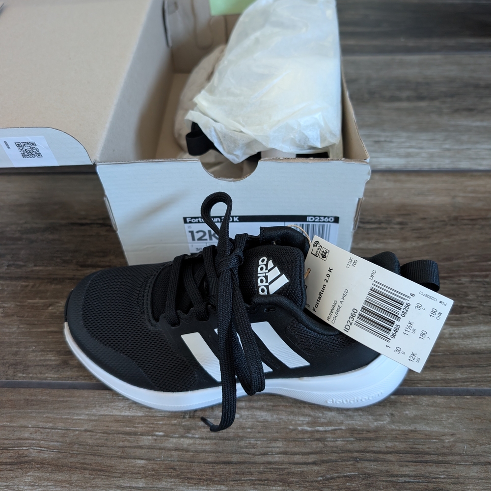 adidas Kids Black & White Athletic Sneakers with Classic Three Stripes
